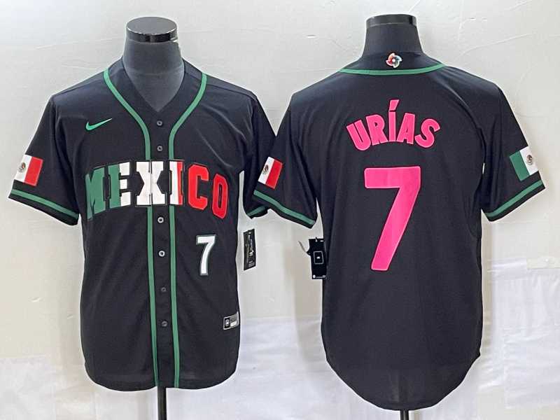 Mens Mexico Baseball #7 Julio Urias Number 2023 Black World Baseball Classic Stitched Jersey1